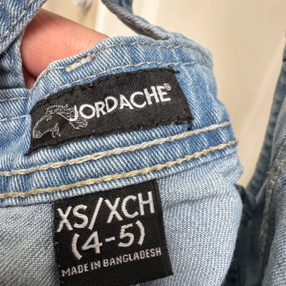 Jordache XS Girls 4 - 5  Light Blue Kids Overalls with Aztec Embroidery